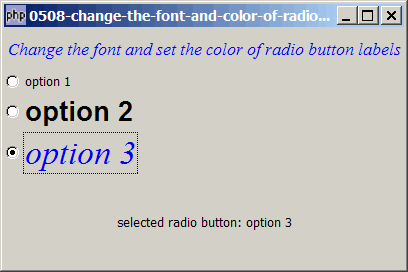 How to change the font and color of radio button labels?