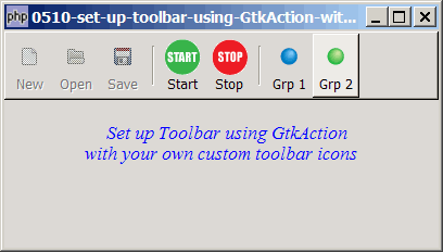 How to set up toolbar using GtkAction with custom toolbar icons?